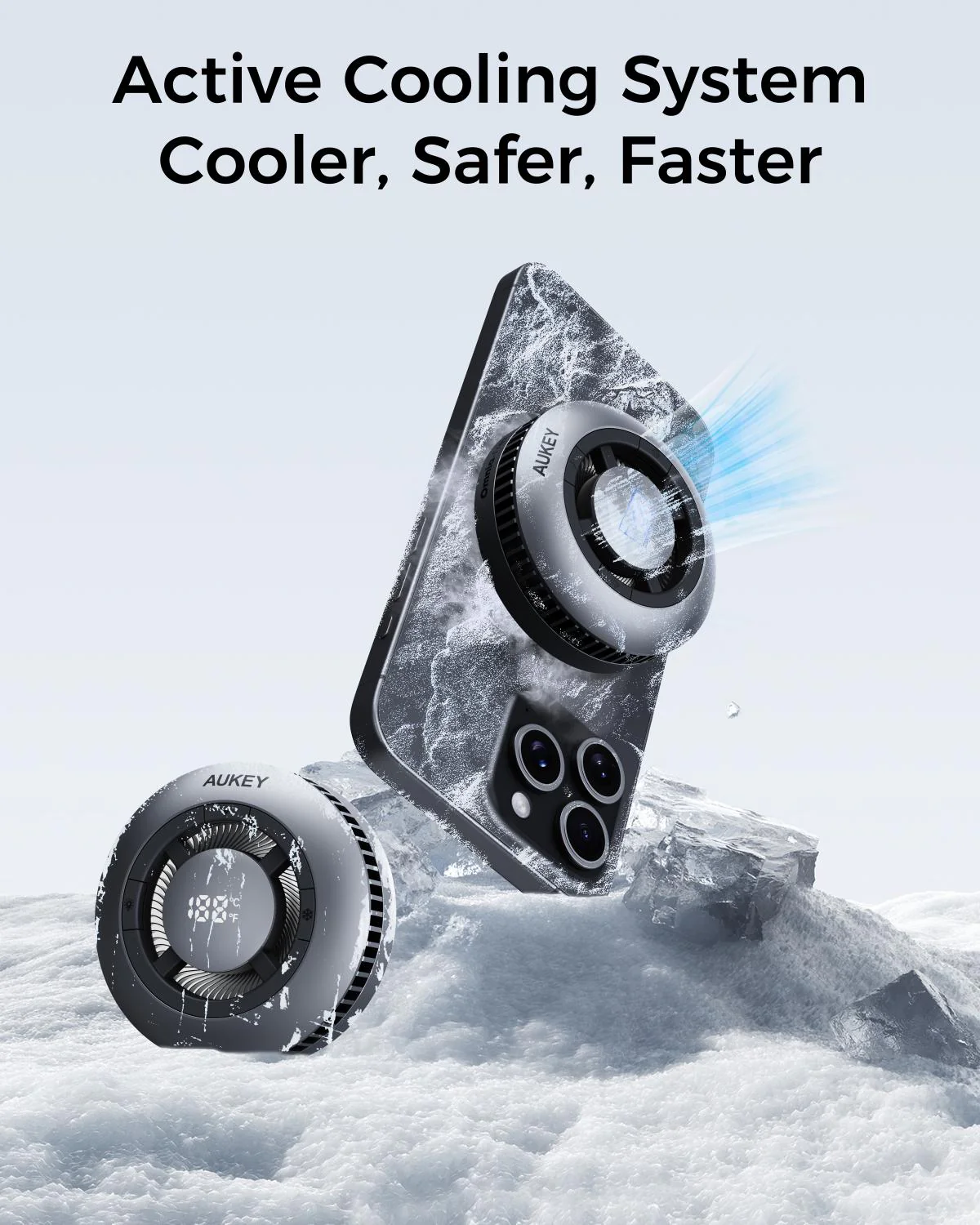  Aukey MagFusion GameFrost Qi2 Magnetic Fast Wireless Charging Active Cooling